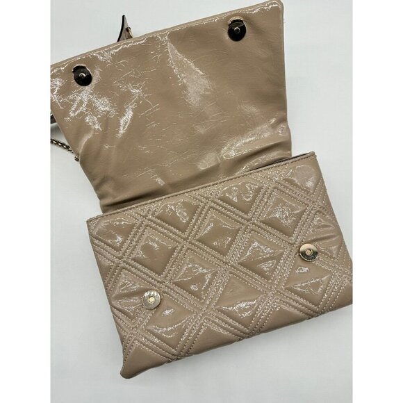 GUESS Deesa patent faux-leather convertible shoulder crossbody -Taupe DEFECTIVE - Picture 6 of 8